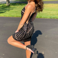 Stunning One Shoulder Black Sequins Homecoming Dress  gh1781
