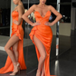 Orange Schatz-Meerjungfrau-Abendkleid lang mit Split gh1871