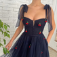 Cherry Spaghetti Straps Dress Starry Mesh Dress Homecoming dress  gh1831