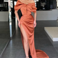Burnt Orange Off-the-Shoulder Mermaid evening Dress Slit Long  gh1873