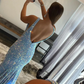 Blue Sequins Mermaid Prom Dress  gh1800