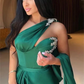 Elegant Green One Shoulder A-line Prom Dress With Beads gh1859