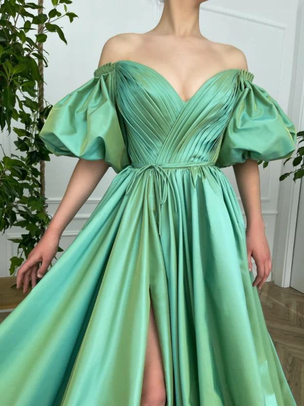 Emerald Iridescent Draped Gown  gh1842