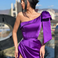 Gorgeous One Shoulder Purple evening Dress Mermaid Long With Split  gh1907