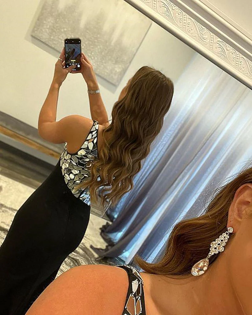 One Shoulder Black Mermaid Rhinestone Prom Dresses  gh1802