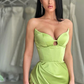 SAGE GREEN SWEETHEART MERMAID EVENING DRESS SLEEVELESS WITH SLIT  gh1863