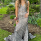 Deep V Neck Sequin Mermaid Prom Dress  gh1853