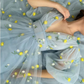 Blaues Tüllkleid mit Blumenmuster, Tüllkleid, Abschlussballkleid mit V-Ausschnitt, Puffärmeln, Hochzeitskleid, Brautjungfernkleid, Mesh-Prinzessinkleid gh1823
