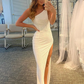 One-Shoulder Simple Pearl White Evening Dress gh1850