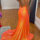 Mermaid Light Sequin Long Dress with Flowers gh1808