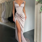 SEXY V-NECK HIGH-SPLIT MERMAID RUCHED LONG PROM DRESS  gh1904