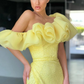 Stunning Daffodil Off-the-Shoulder Mermaid Prom Dress Long Split Sequins  gh1906