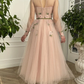 A Line Scoop Long Sleeve Prom Dresses with Floral Embroidery Long Formal Dressess gh1819
