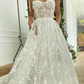 Lace See-Through Underwired White Color Wedding Maxi Dress gh1791