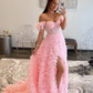 Pink tulle long prom dress pink evening dress gh1797