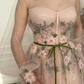 A-Linie Scoop Long Sleeve Ballkleider mit Blumenstickerei Lange Abendkleider gh1819