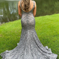 Deep V Neck Sequin Mermaid Prom Dress  gh1853
