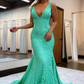 Deep V Neck Sequin Mermaid Prom Dress  gh1853