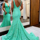 Deep V Neck Sequin Mermaid Prom Dress  gh1853