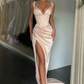 SEXY V-NECK HIGH-SPLIT MERMAID RUCHED LONG PROM DRESS  gh1904