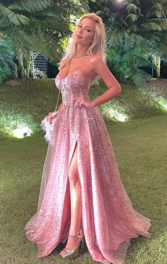 Wunderschönes rosafarbenes Ballkleid-Abendkleid mit Schatz, Abschlussballkleid gh2166