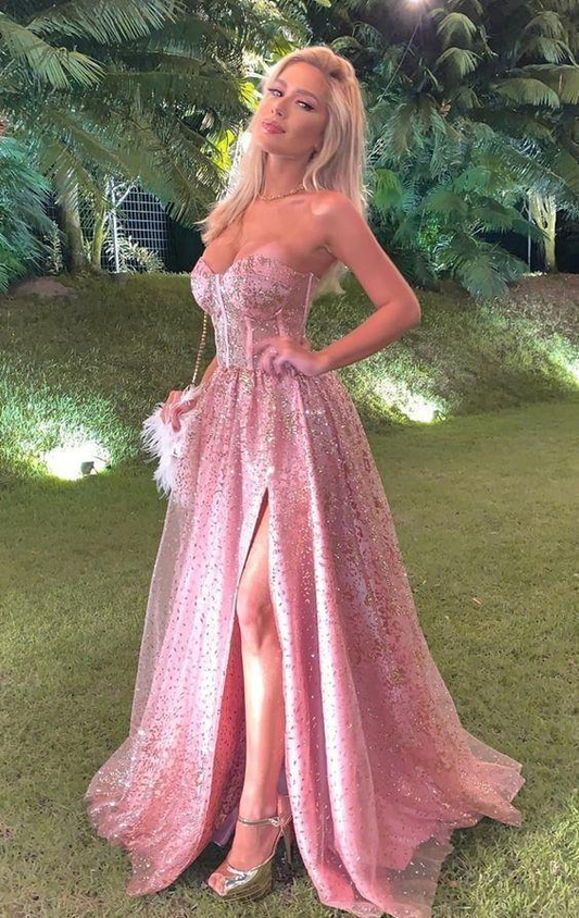 Gorgeous Sweetheart pink ball gown evening dress, prom dress gh2166