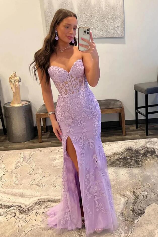 Sexy Strapless Mermaid Long Prom Dress with Slit gh2585