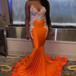 Black Girls Mermaid Prom Dress V Neck Appliques Beaded Plus Size Formal Evening Dresses Long Party Gowns gh2424