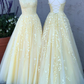 Appliqued Tulle Prom Dresses A-line Spaghetti Straps Gowns  gh2143