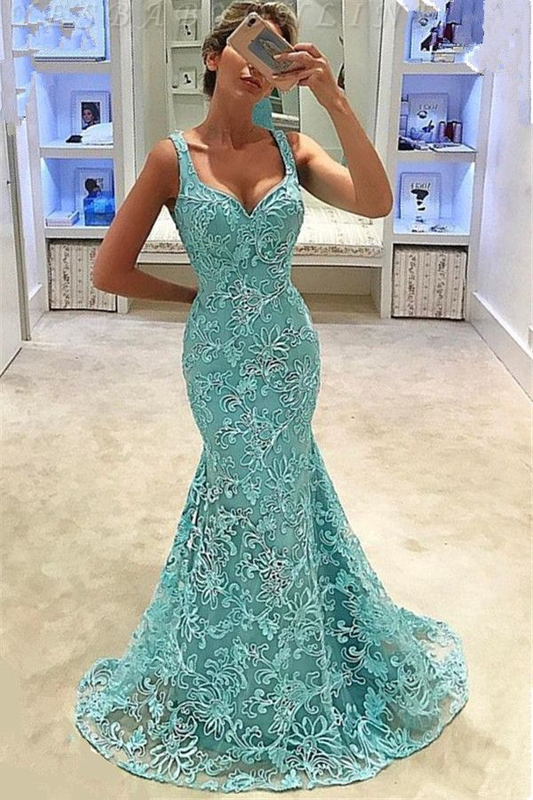 Fashion Straps Sleeveless Appliques Mermaid Floor-Length Prom Dress gh2415
