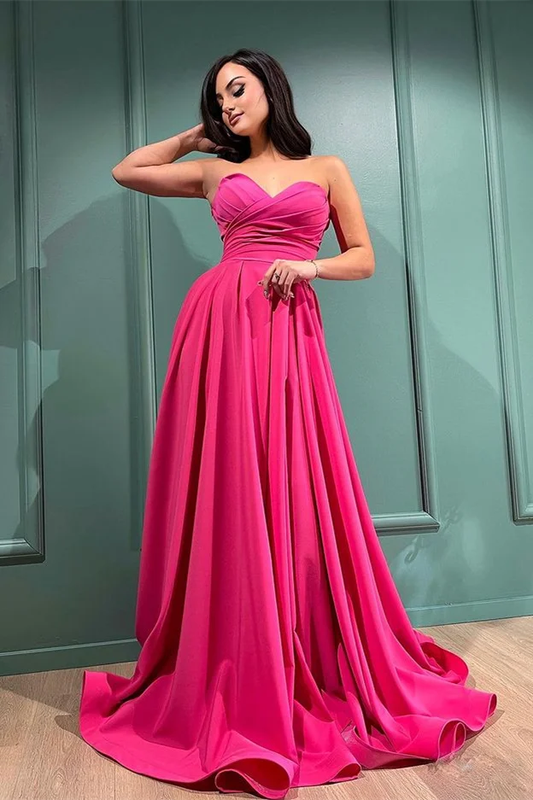 Fuchsia langes Ballkleid mit geteiltem Schatz gh2546