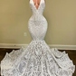 white sparkly lace prom dresses long mermaid halter luxury sexy elegant formal party dresses gh2407