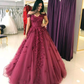Lace Appliques Prom Dresses Ball Gowns,Tulle Quinceanera Dress,Off Shoulder Evening Gowns gh2435