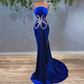 Women's Evening Dress Mermaid Royal Blue Beads Prom Party Dress gh1986