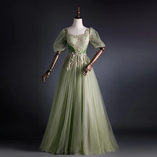 Elegant party dress,formal ball gown dress,green prom dress ,custom made gh2423