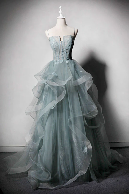 ROBE DE BAL LONGUE EN DENTELLE DE TULLE VERTE, ROBE DE SOIRÉE VERTE gh2300