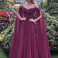 Off the Shoulder Purple Floral Long Prom Dresses, Purple Long Formal Evening Dresses  gh2330