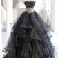 Black gold shiny elegant long tulle ball gown evening gown graduation dress beauty pageant dress gh2609