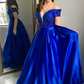 Off the Shoulder Royal Blue Long Prom Dress gh2475
