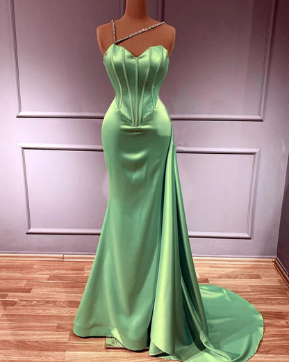 Mermaid Sage Corset Slit Dress gh2062
