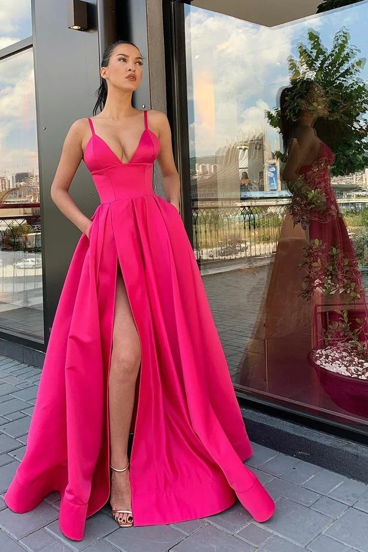 Satin Long Prom Dresses with Wide Waistband gh2332