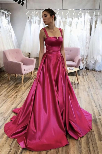 Langes Ballkleid aus rotem Satin rotes Abendkleid gh2268