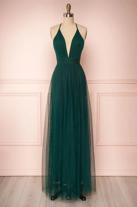 Green Forest Green Long Prom Dress gh2297
