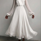 weißes Abendkleid mit langen Ärmeln, Abschlussballkleid gh2299