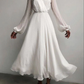long sleeves white evening dress, prom dress  gh2299