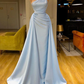 Unique Cross Sweetheart Light Blue Soft-pleated Long Prom Dress  gh2190