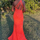 One Shoulder Open Back Mermaid Orange Sequins Long Prom Dress,Shiny Formal Dress,Sexy Night Dress gh2582