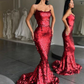 Spaghetti Strap Mermaid Sequin Red Long Prom Dresses Online gh2468