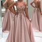 Gorgeous V Neck A Line Beaded Sleeveless Prom Dresses gh2274