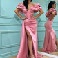 Bellasprom Pink Split Prom Dress Long Mermaid Off-the-Shoulder gh2488